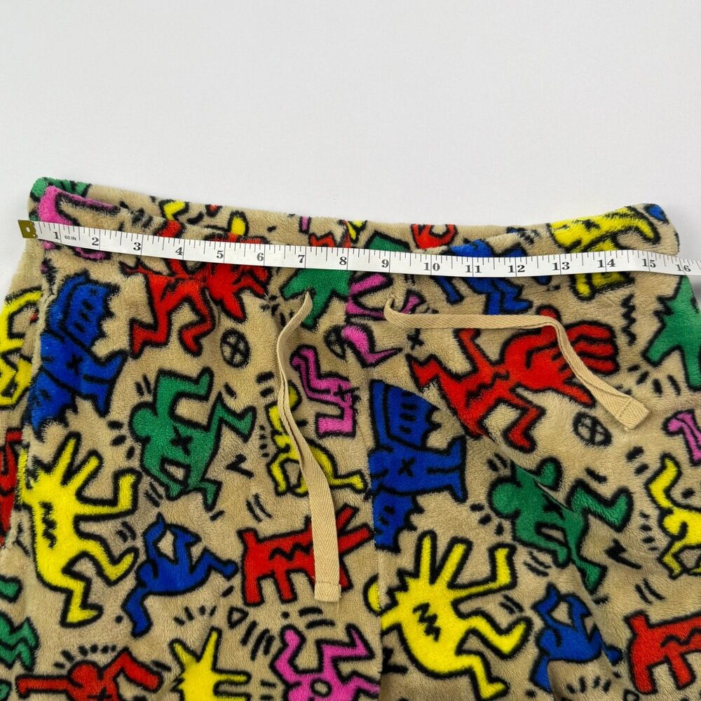 Keith Haring Ripple Junction Fleece Pants Medium Tan Lounge Pop Art - Picture 5 of 7